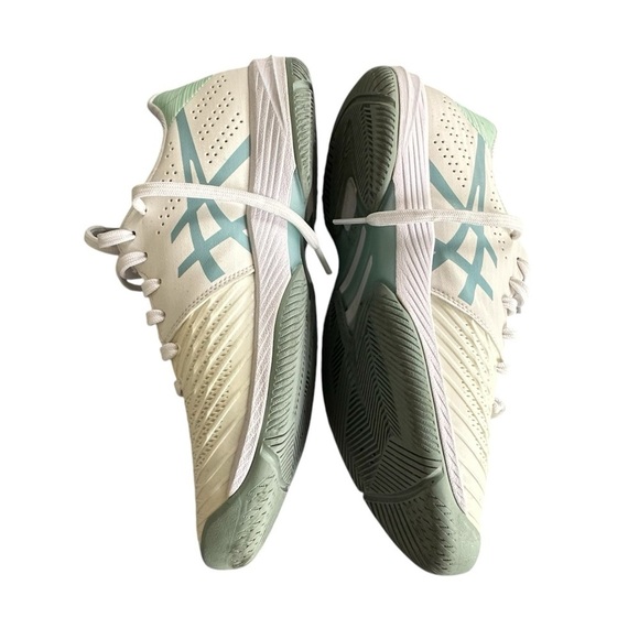ASICS Sneakers Solution Swift FF White and Mint Green Tennis Prep Size 8.5 - Picture 1 of 8